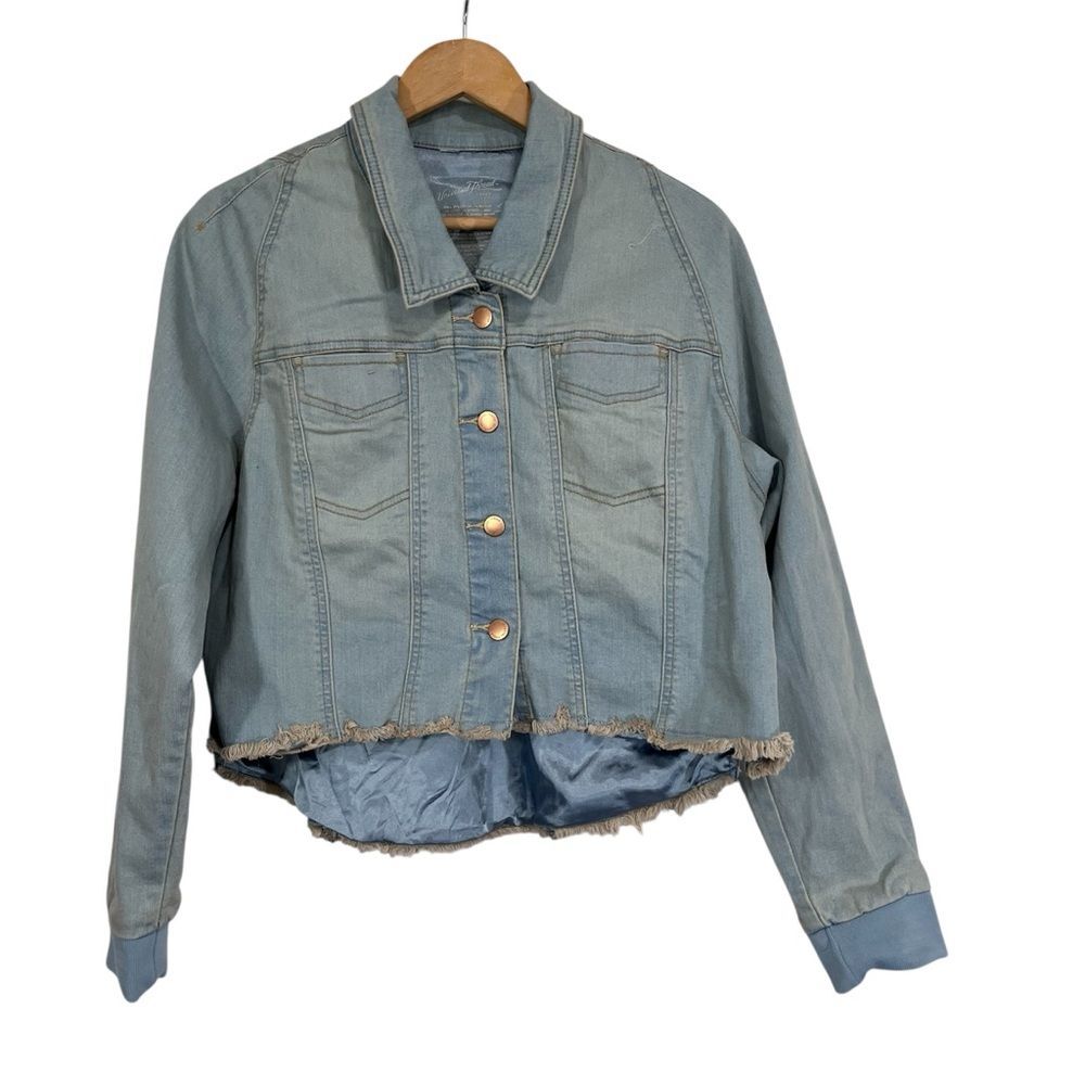 Universal Thread Light Blue Denim Jacket Frayed Hem L - Picture 2 of 8